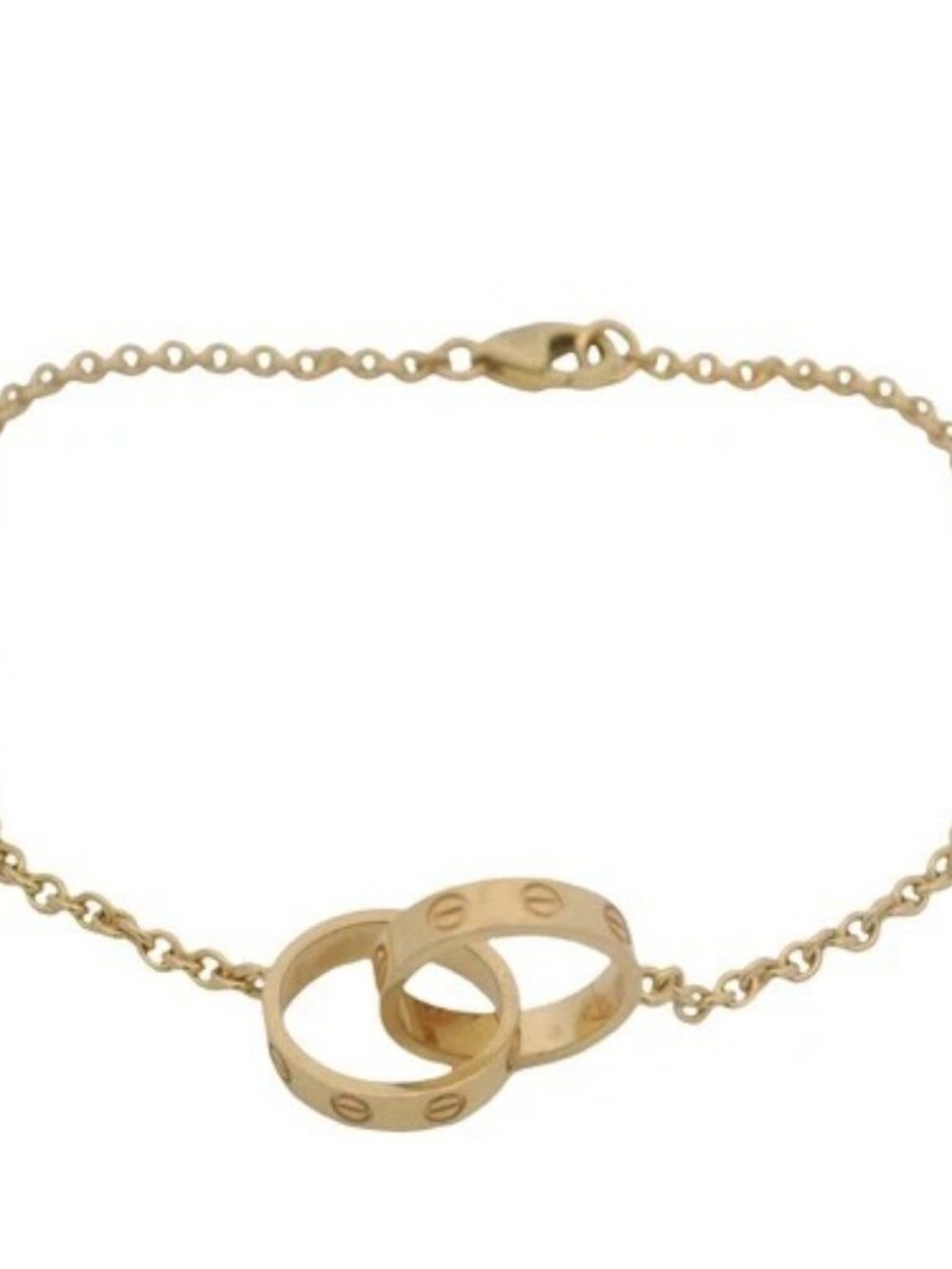 Cartier Solid 18kt Yellow Gold LOVE Interlocking Rings 7" Chain Bracelet